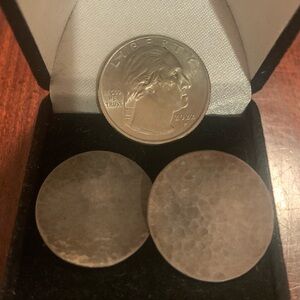 Flat sterling silver hammered disk earrings